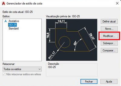 Como colocar cotas AutoCAD - Gerenciador de estilo