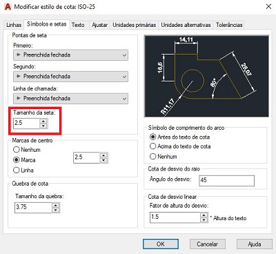 Como colocar cotas AutoCAD - Modificador de estilo