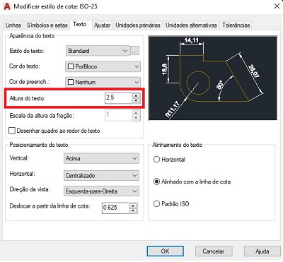 Como colocar cotas AutoCAD - Texto