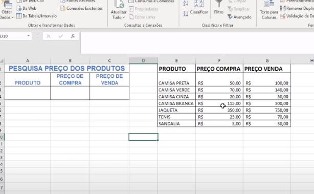 procv e proch no excel